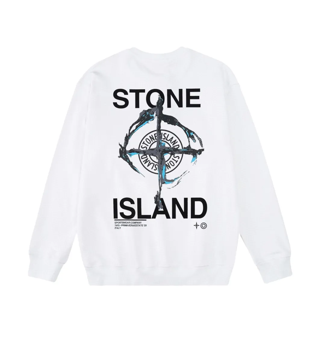 W801#P160💰 Stone Island Stone Island dark turbid compass logo printed round neck long-sleeved sweatshirt! Versatile base round neck sweatshirt for couples! Simple armband design, customized 1*1 thread (fine texture), 380g double-strand large terry fabric, very good quality, foreign trade craftsmanship, respect the original version! The threads at the cuffs and hem are all original bartacks! The time-consuming and material consumption distinguishes the ordinary version on the market! Tops worn by celebrities from all walks of life on INS, can be matched with couple styles!  Color: Black White Size: M-XXL
